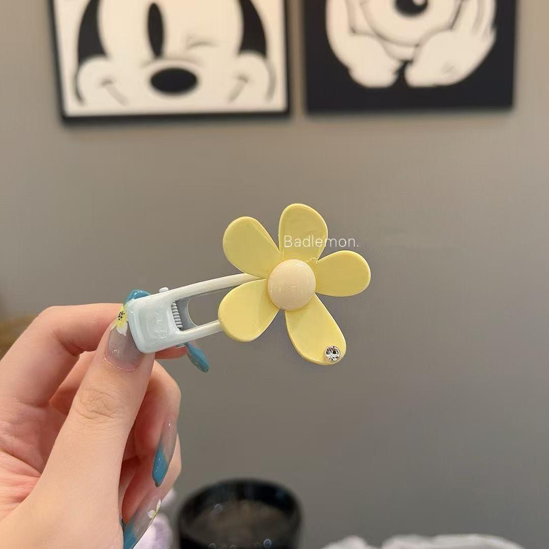 Kawano Французская Желтая Цветочная Заколка для Волос - Универсальная Боковая Прядь и Челка Утиный Клюв Заколка