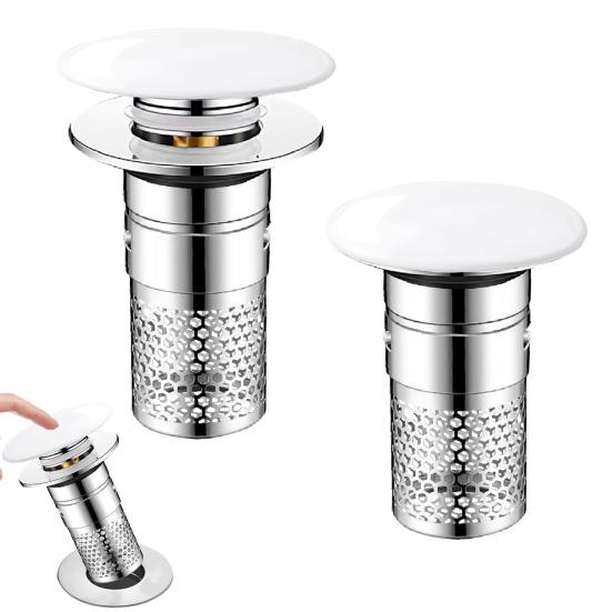 Bathroom Sink Stopper Pop-up Drain Strainer Hair Debris Catcher Sink