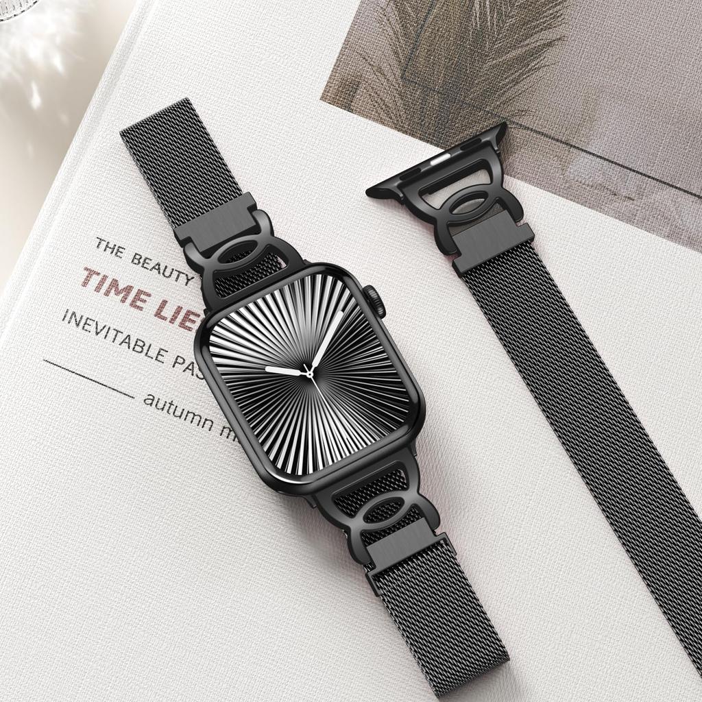 Watch Band For Apple Watch Series 10 Ultra 9 8 7 SE 6 5 4 3 2 1 46mm 49mm 45mm 44mm 42mm Magnetic Clasp Stainless Steel Strip