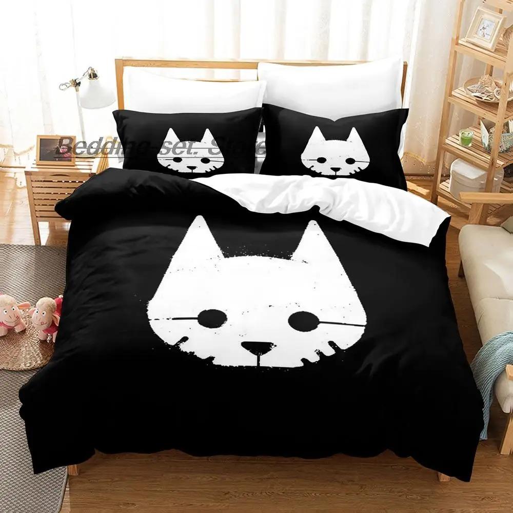 New Stray Game Cat Momo Bedding Set Single Twin Full Queen King Size Kawaii Bed Duvet Cover Sets for Adult Kids