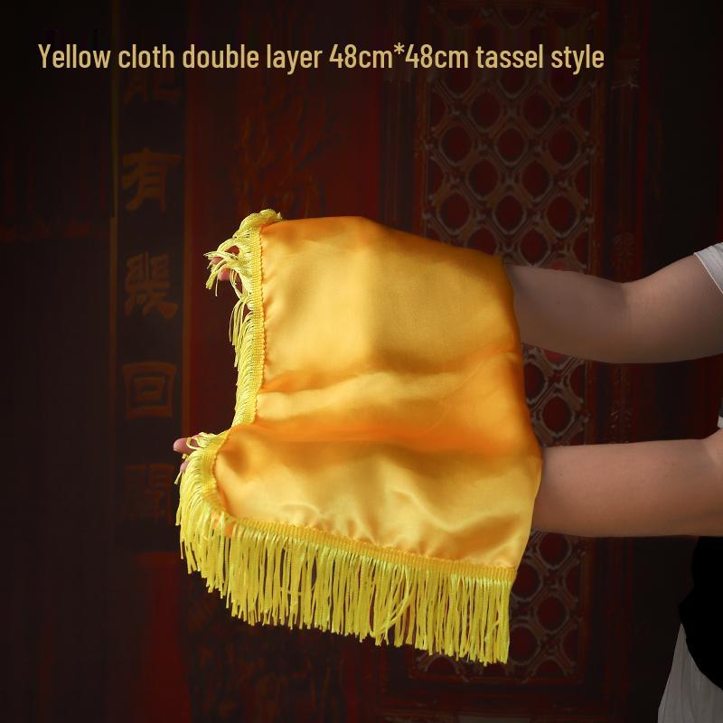 Buddha and Bodhisattva Statue with Red Silk Cloth Covering for Head and Body