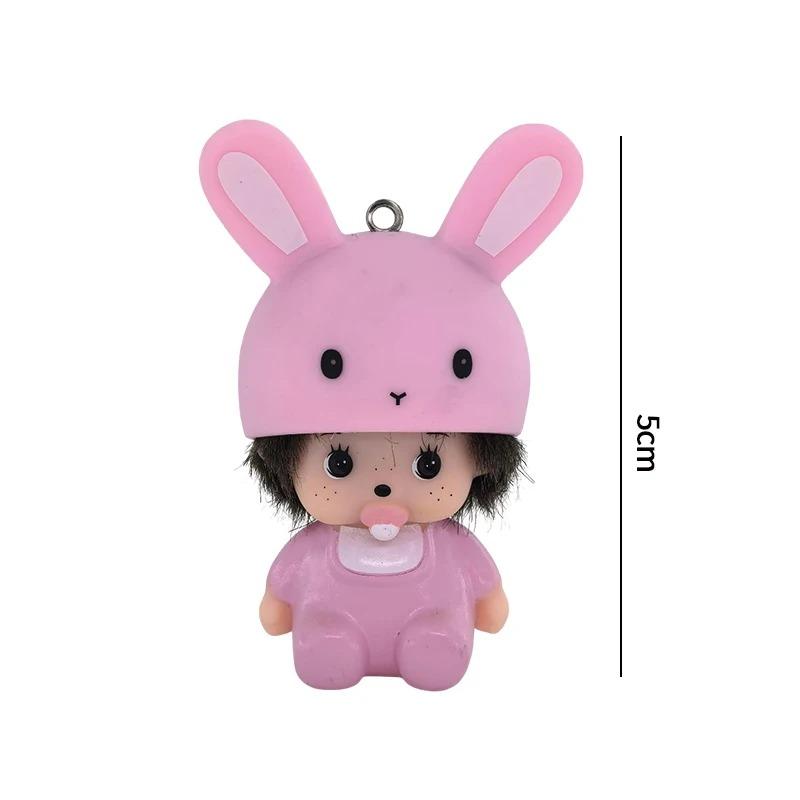 Hello Kitty Monchhichi Vinyl Figure Keychain Cute Anime Keyring Car Bag Pendant Desktop Ornament Wedding Gift for Fans Kids