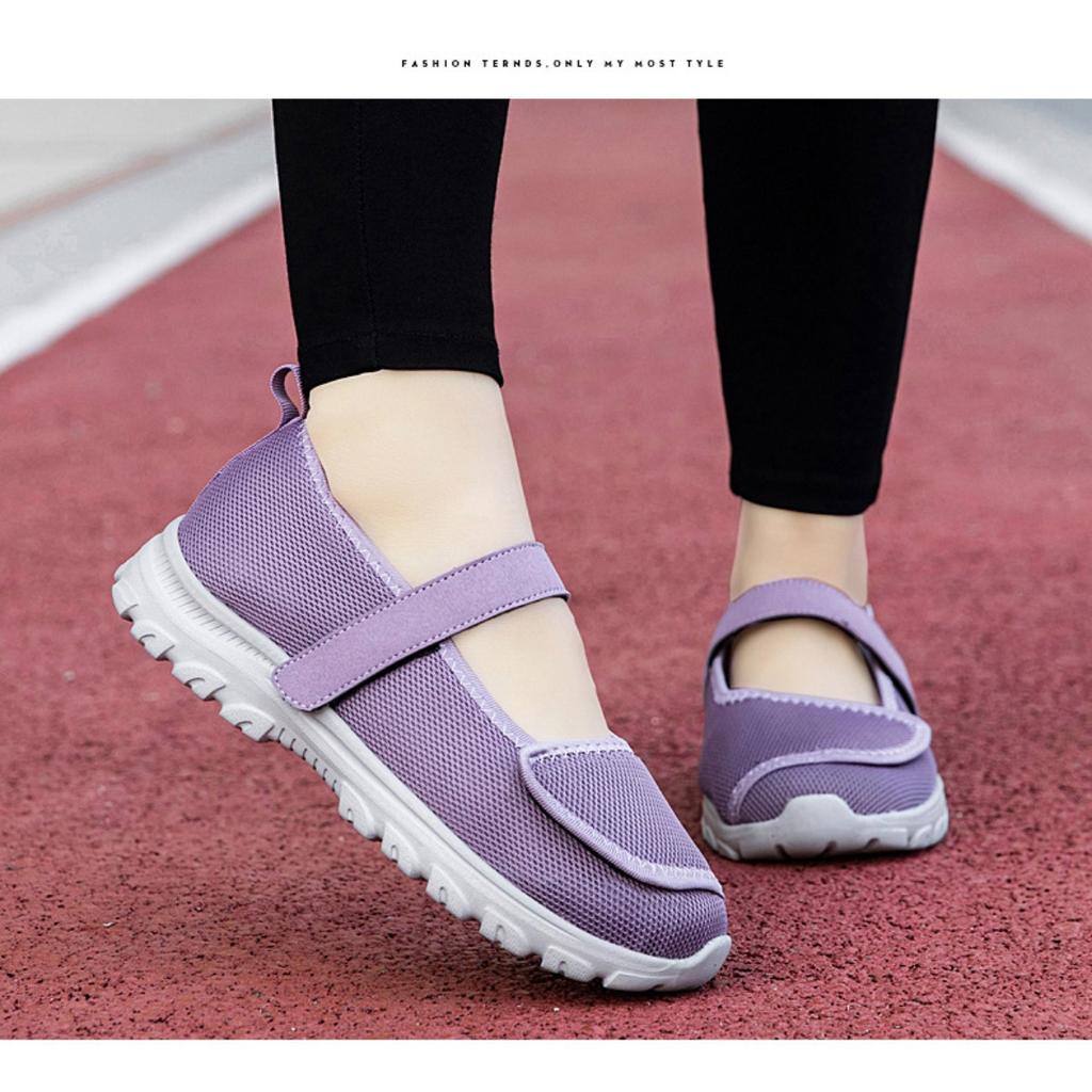 Ladies' Barefoot Walking Shoes, Velcro Adjustable Flat Shoes, Arthritis Edema Casual Shoes, Breathable and Convenient Slip In Sports Shoes