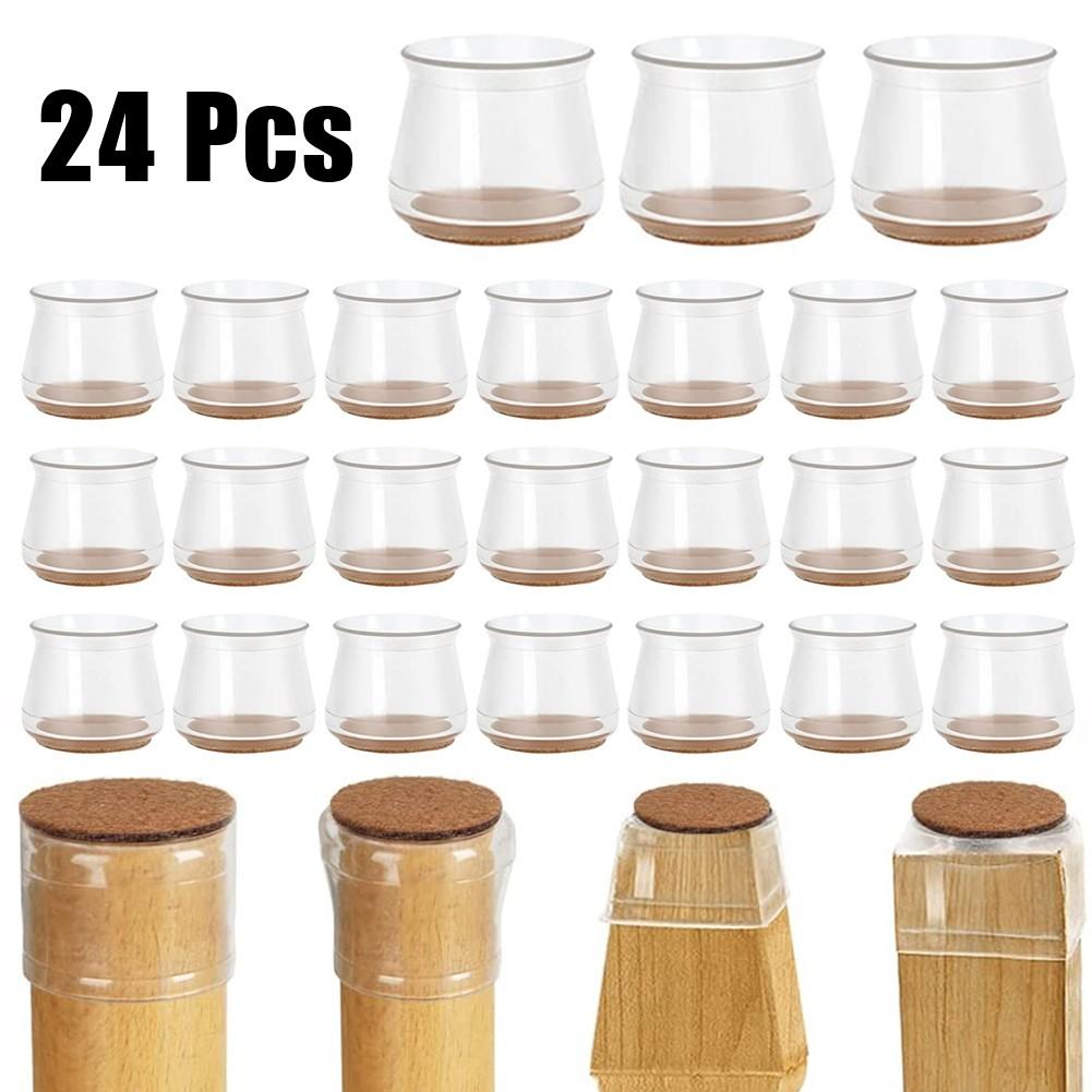 24x Vylepšené kluzáky Chrániče podlahy pod nohy židlí Krytka Podložka Pro dřevěné podlahy