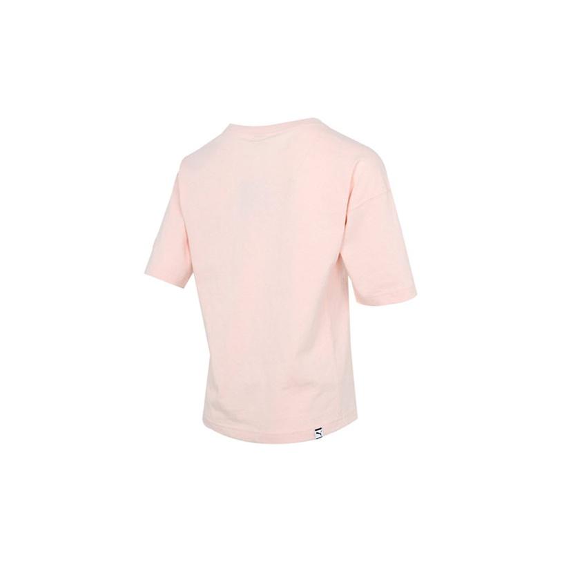 PUMA Downtown Graphic Print Sports Round Neck Short Sleeve T-Shirt Women Tops Pink 531438-27