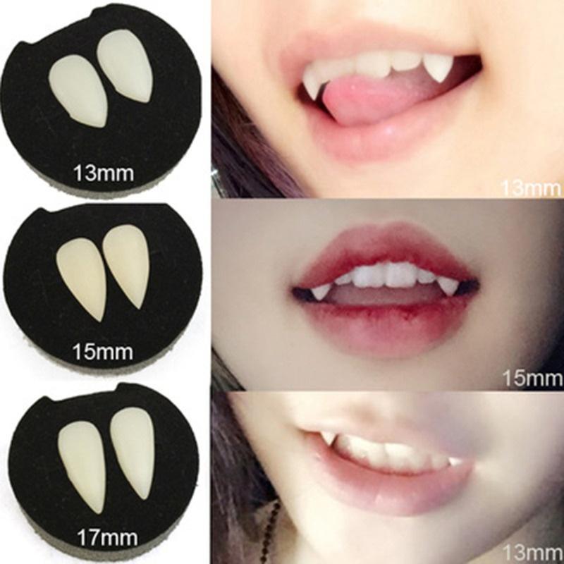 1 Pair 5 Styles Halloween Cosplay Dentures Zombie Vampire Teeth Ghost Devil Fangs Props Costume Party teeth glue