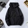 Men Summer Sun Coat Hooded Long Sleeve Zipper Placket Anti UV Jacket with Pockets Solid Color Outdoor Ice Silk Outwea