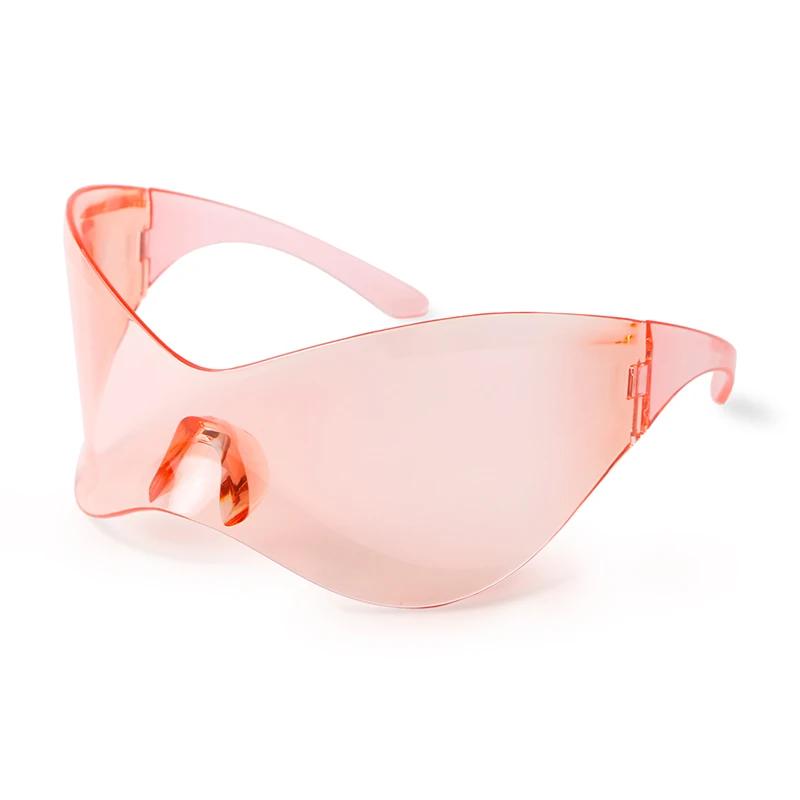 Oversized Sport Punk Sunglasses Wrap Around  Women Sunglasses Silver One Piece Frameless Eyewear Trend Shades Men Sun Glasses