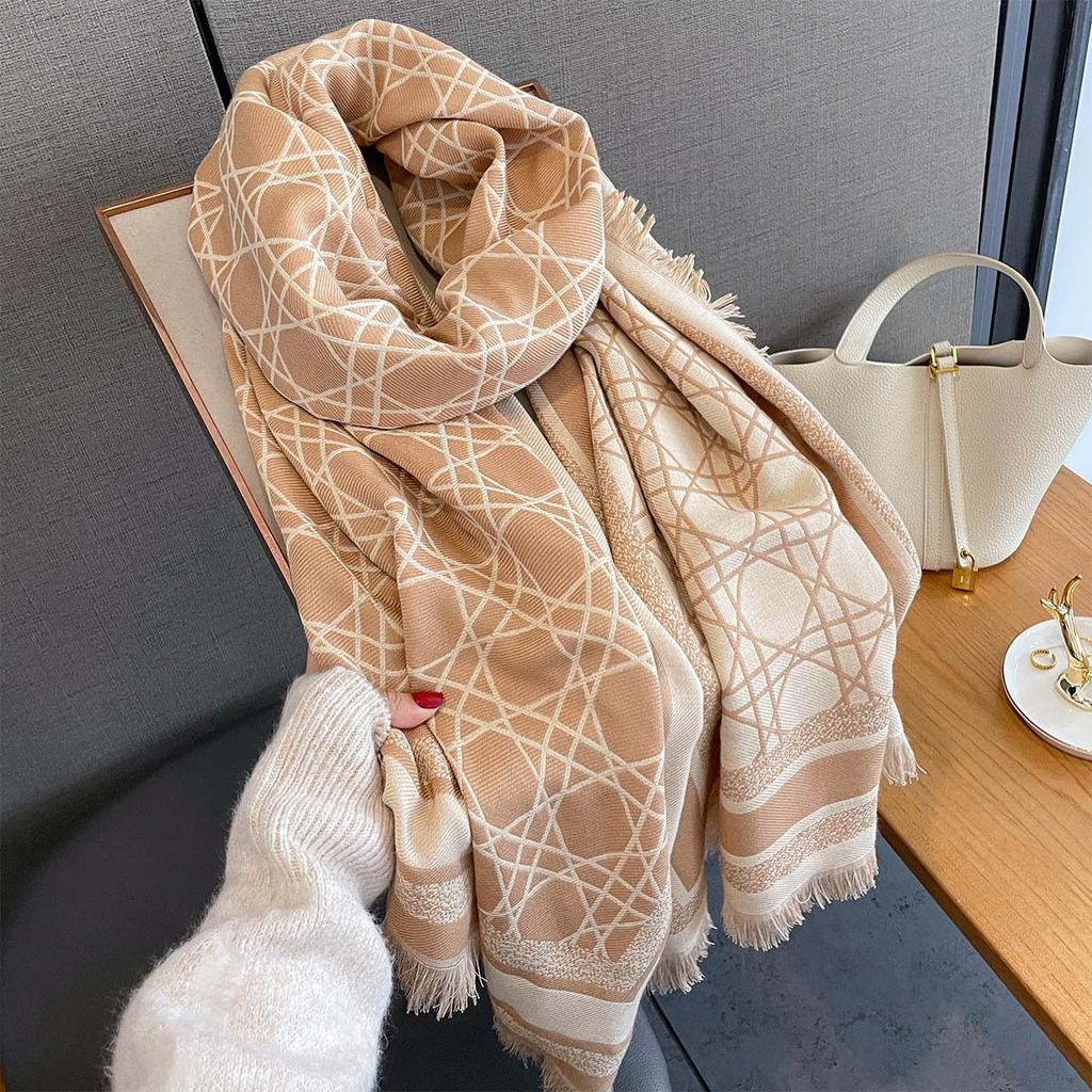 Luxury Warm Scarf For Women Long Tassel Pashmina Shawl Faux Cashmere Warps Autumn Winter High Quality Blanket