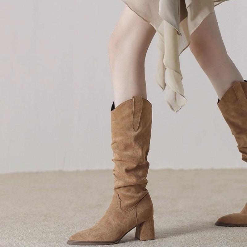 Fashion High Heels Women Fall Winter 2025 New Knee Boots Plus Size Tall Boots