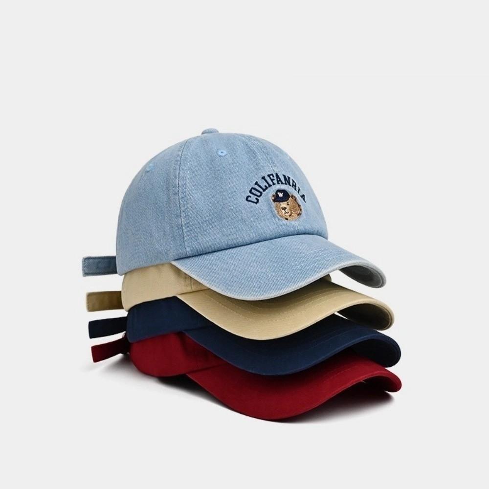 Cotton Bear Embroidery Cap Korean Snapback Hat Adjustable Men Women Baseball Cap  Teenagers