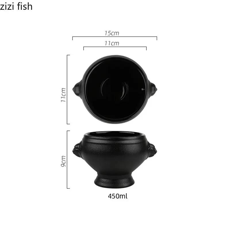 Ceramic Soup Bowl Restaurant Creative Lion Head Embossed Handle Bowl Dessert Bowls Snack Bowls Salad Bowls Home Tableware