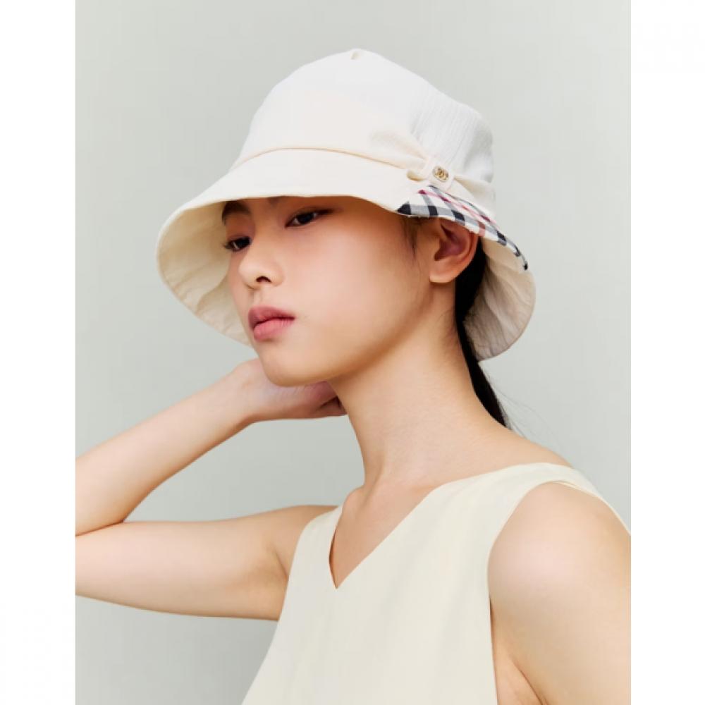 Daks Bucket Hat Check Ribbon Ivory Dche6e002iv Single option