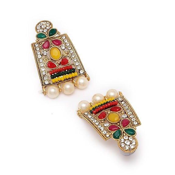 Adorable Unique Stylish Rani Pink Stone Studded With Pearls Choker Necklace Set For Women