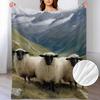 A Single-sided Soft Blanket Featuring a Pattern of Three Black-faced Sheep, Ideal for Family Travel and Camping