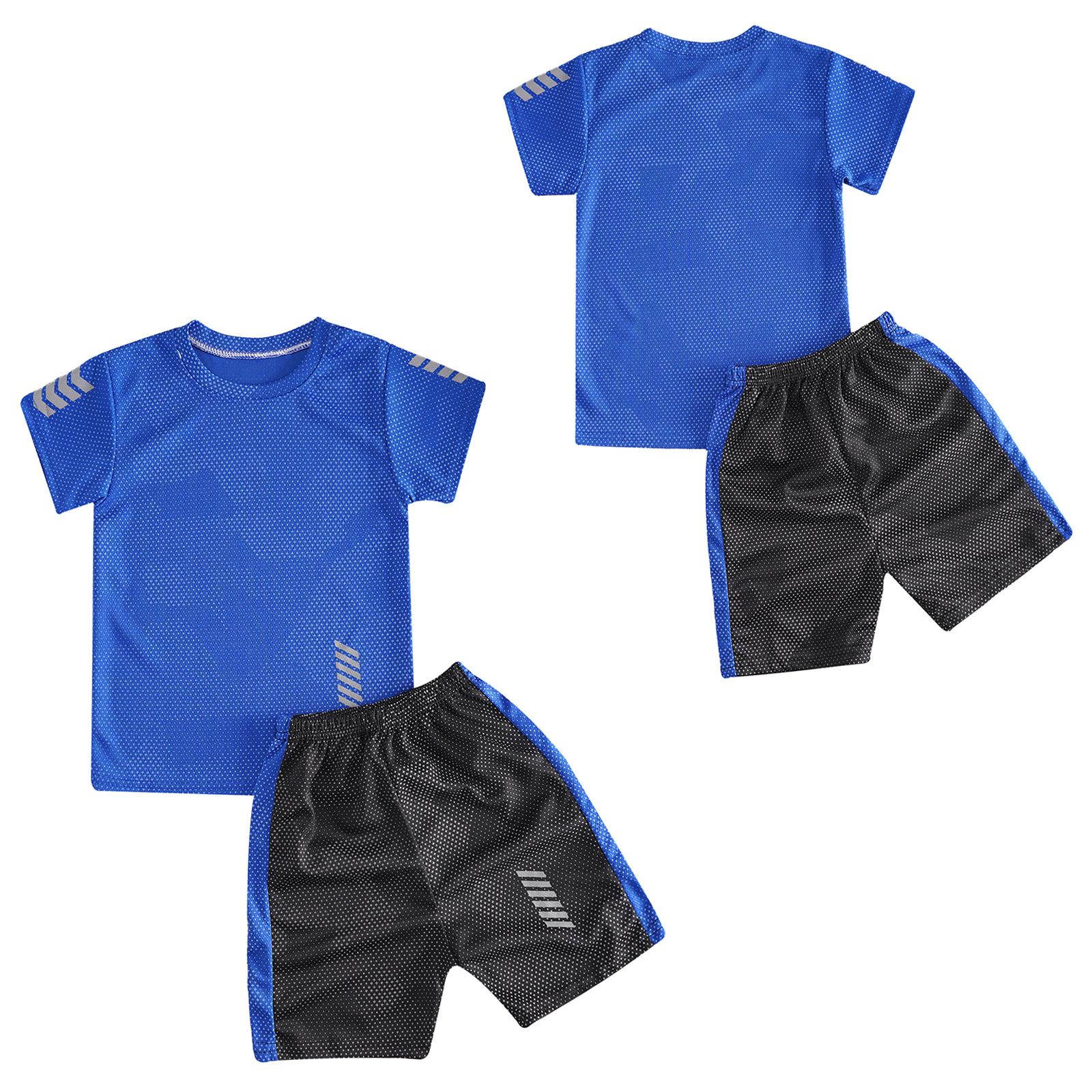 

Діти Хлопчики Швидко сохне Спортивний костюм Футболка з коротким рукавом Шорти Комплект Футбол Баскетбол Гра Тренування Спортивний одяг 18-24 Months синій