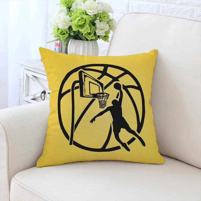 Kissenbezug I Love Basketball Sofakissenbezug Beidseitig bedruckt Kurzer Plüsch Stuhl Lendenwirbelstütze Bett Schlafkissen 50x50