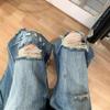 Design Sense Podarte Dziury Jeansy Damskie Letnie Duży Rozmiar High Street Skinny Spodnie Trailing Retro Jeansy dla Pań