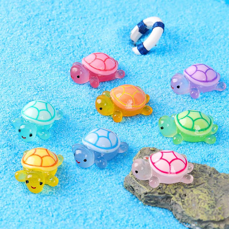 3Pcs Mini Luminous Turtle Figurine Simulation Tortoise Ornament Micro Landscape Fish Tank Aquarium Decor
