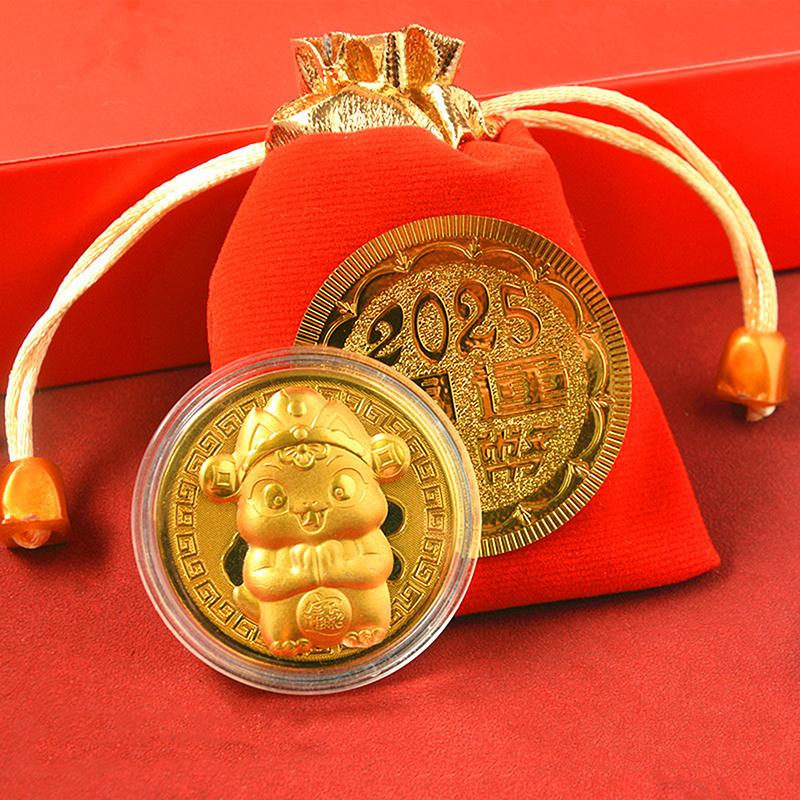 2025 Jahr der Schlange Glücksgoldmünze Gedenkmünzen Chinesisches Sternzeichen Abzeichen Sammlerstücke Gedenkmünzen