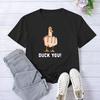 Duck You Μεσαίο Δάχτυλο Εκτύπωση Μπλουζάκι Unisex Κοντομάνικο Λαιμόκοψη Χαλαρό T-Shirt Καλοκαιρινό Unisex Μπλουζάκι Μπλούζες Camisetas Mujer