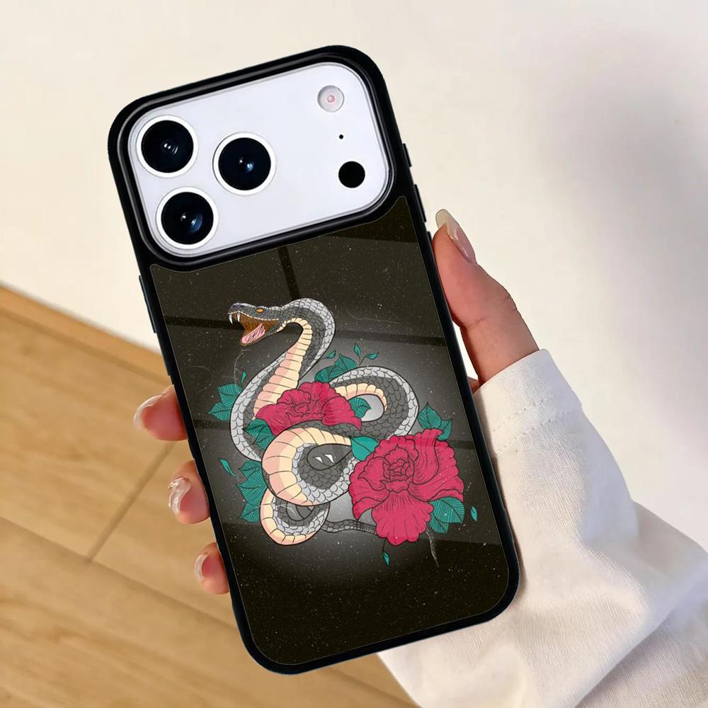 Snake Flower Phone Case For Apple iPhone 17 air 16 Pro Max 15 Pro Max 14 13 12 11 Mini Back Cover