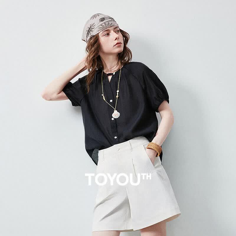 Women s Cooling Lyocell Blend V-Neck Blouse L