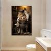 Funny Animals Toilet Canvas Painting Prints Gorilla Elephant Cat Dog Wall Art Poster Picture for Bathroom Room Home Decoration
