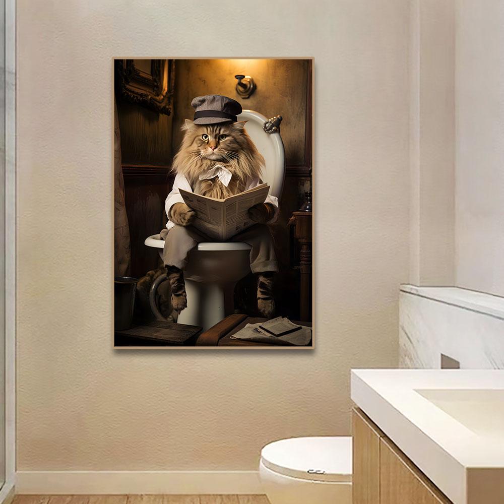 Funny Animals Toilet Canvas Painting Prints Gorilla Elephant Cat Dog Wall Art Poster Picture for Bathroom Room Home Decoration