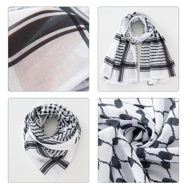 Desert Shemagh Scarf High Absorb Arab Headscarf Traditional Keffiyeh Bandana Adult Headwrap Arabian Scarf Head Covering