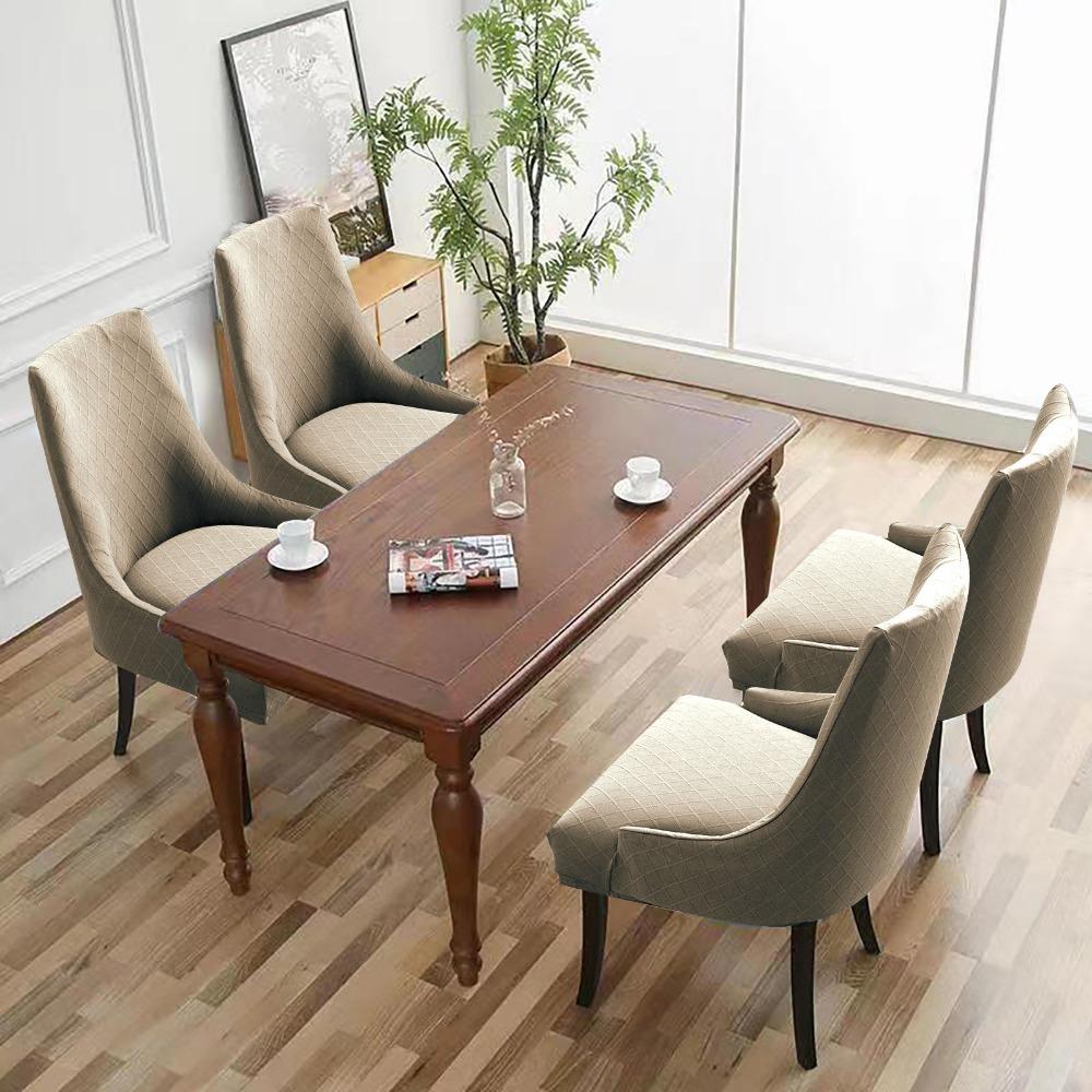 

Waterproof Diamond Jacquard Stretch Chair Cover Elastic Dining Armchair Slipcover 1pc сіро-коричневий