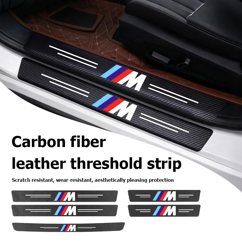 For BMW Car Door Sill Scuff Plate Decor Carbon Fiber Stickers M 1 3 4 5 6 7 Series X1 X3 X4 X5 G20 G38 F48 E36 E39