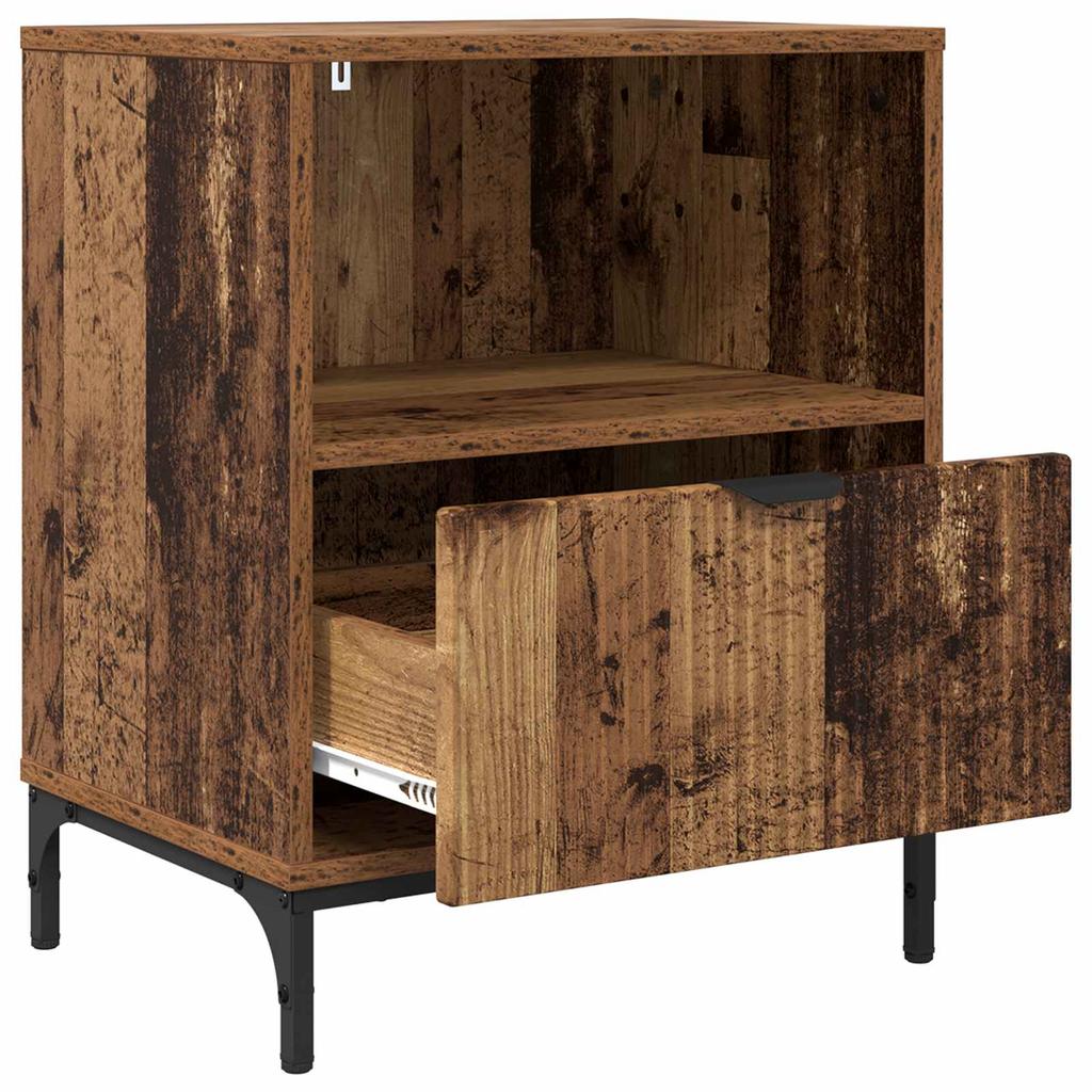Nightstand with Drawers Rustic Wood Look 49 X 36 X 61 Cm Engineered Wood