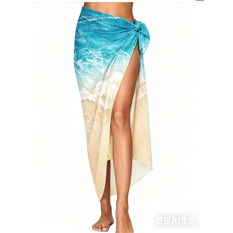 Long mesh beach wrap dress, sexy bikini one-piece scarf for women