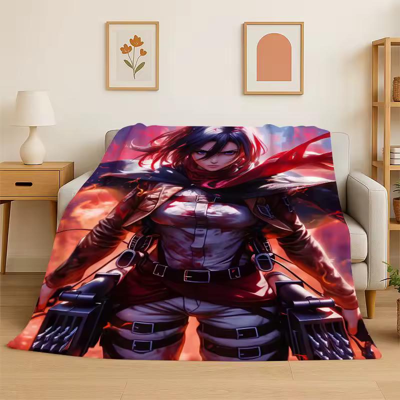 Attack on Titan Cartone Animato Anime Coperta in Flanella Morbida Calda Coperta Plaid per Camera da Letto Soggiorno Letto Viaggio Campeggio Picnic Regalo