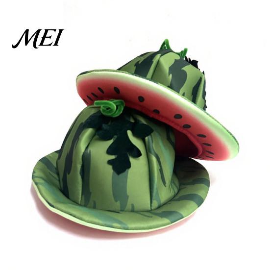 Eye-catching Themed Party Hat Watermelon Hat, Wide Brim Sun Visor for Costume Parties, Joyful Holiday Event Lightweight Elastic Unisex Headwear Summer