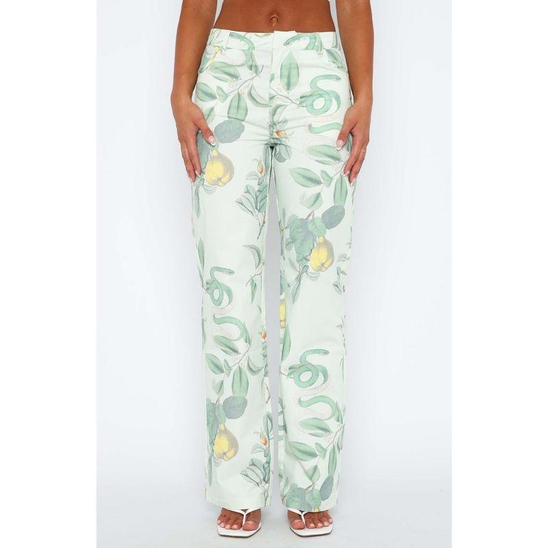 2024 Summer New Arrival Versatile European and American Women's Clothing Fashion Print Elegant Slim Looking Mid-Waist Straight Casual Pants