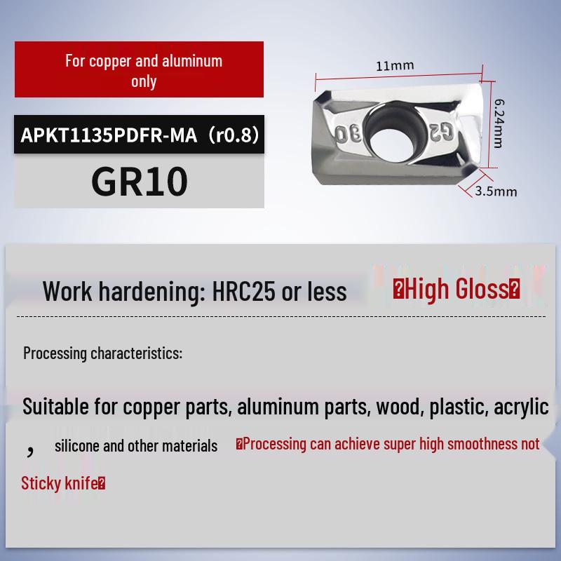 APMT1604PDER R0.8 Cermet CNC Milling Cutter Blade 1135 Machining Center Tool Head