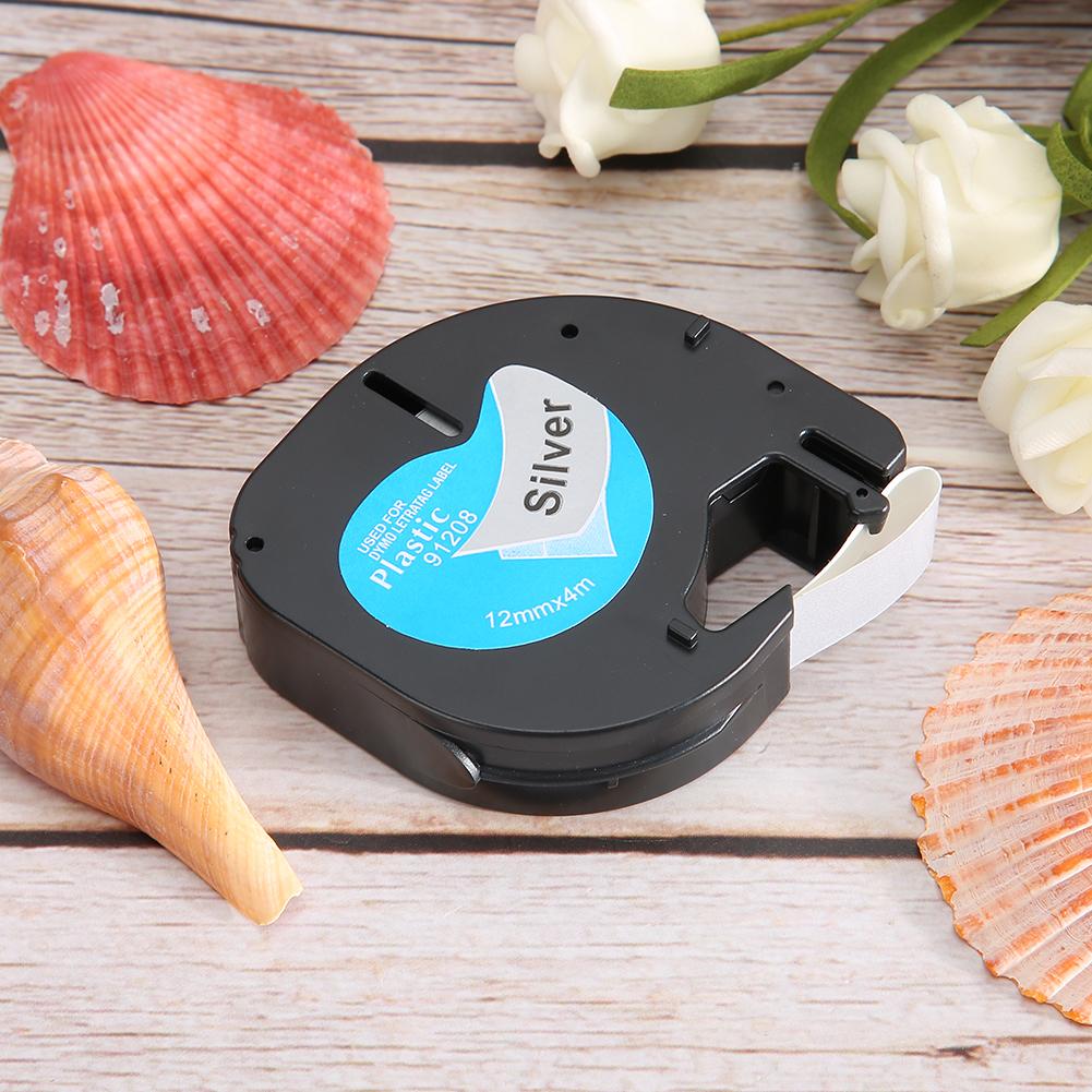 Label Tape for  12mm Silver Background Black Letter Labeling Machine Accessories 91208