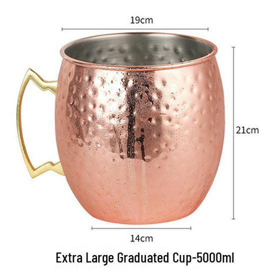 Kupferbeschichteter Moscow Mule Becher, 304 Edelstahl, Gehämmertes Design, Wein- & Cocktailglas
