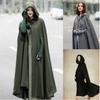 Cappotto Mantella Lungo da Donna in Misto Lana con Cappuccio Silhouette a Pipistrello Costume da Esterno per Cosplay di Halloween
