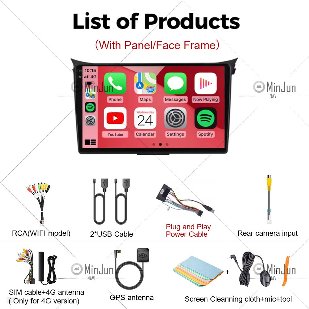 Android 14 Carplay Auto WIFI+4G For Hyundai I30 Elantra GT 2011 - 2013 2014 2015 2016 Car Radio Multimedia Player Stereo GPS DSP