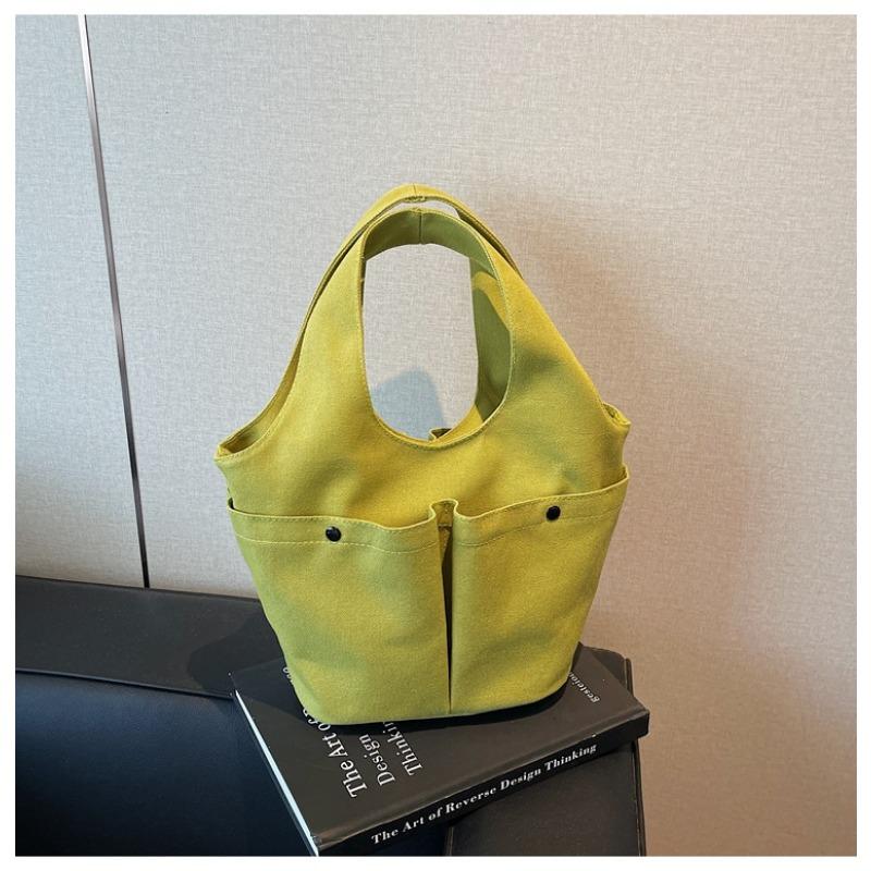 

New pleated double pocket handbag women s large-capacity commuter tote bag casual vegetable basket bag зелёный