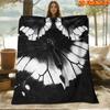 1pc 2D Flat Printing Spring And Summer New Arrival Black And White Butterfly Pattern Digital Print Blanket, Throw, Soft And Comfortable 100% Fiber, Al