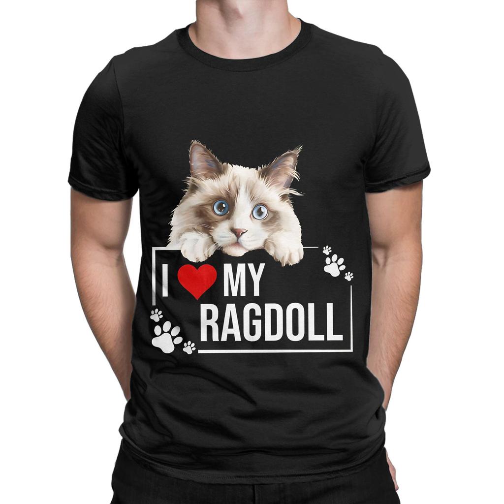 I Love My Ragdoll Novelty Graphic 100% Cotton T-Shirt Ragdoll Tees Tops For Men