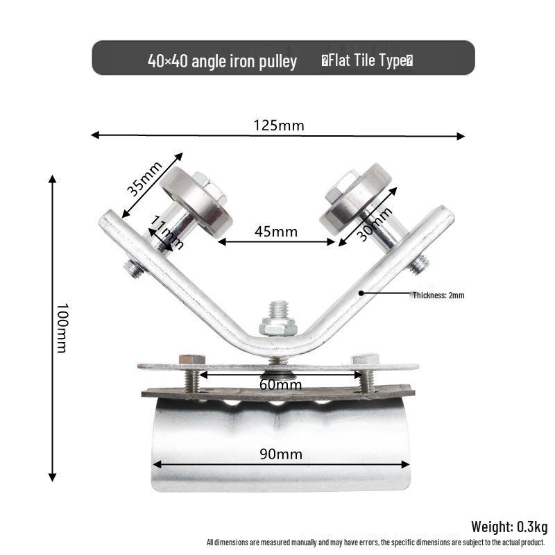 Poulie en fer d'angle pour arrosage de serre avec roulement à œillet et chariot à roues