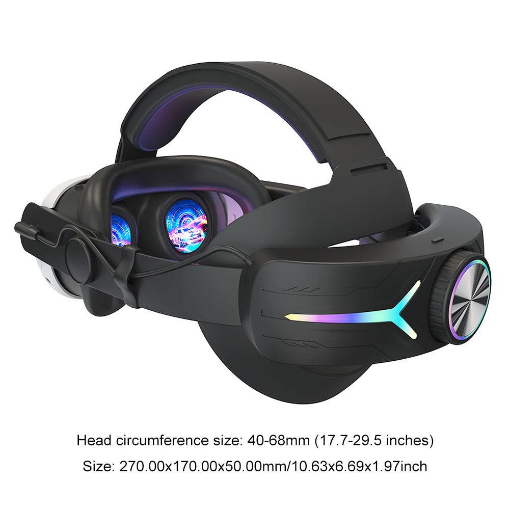 RGB Illuminated VR Head Strap for Meta Quest 3 - 8000mAh Fast Charging Battery & Pressure Relief Design for Enhanced Comfort