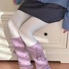 Fashionable Plush Balls Bows Adorned Leg Warmers for Women's Cable Knitted Stretchy Leg Covers Sleeves Calf Socks