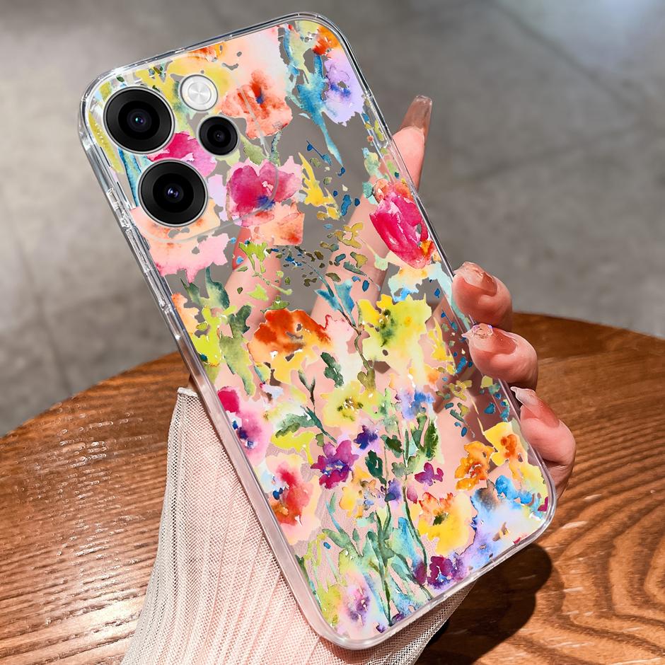 For OPPO Reno 15F 15 Pro Cases Brilliant Flower Kitten Fall Prevention Portable Clear Back Cover For reno15pro reno15f Funda