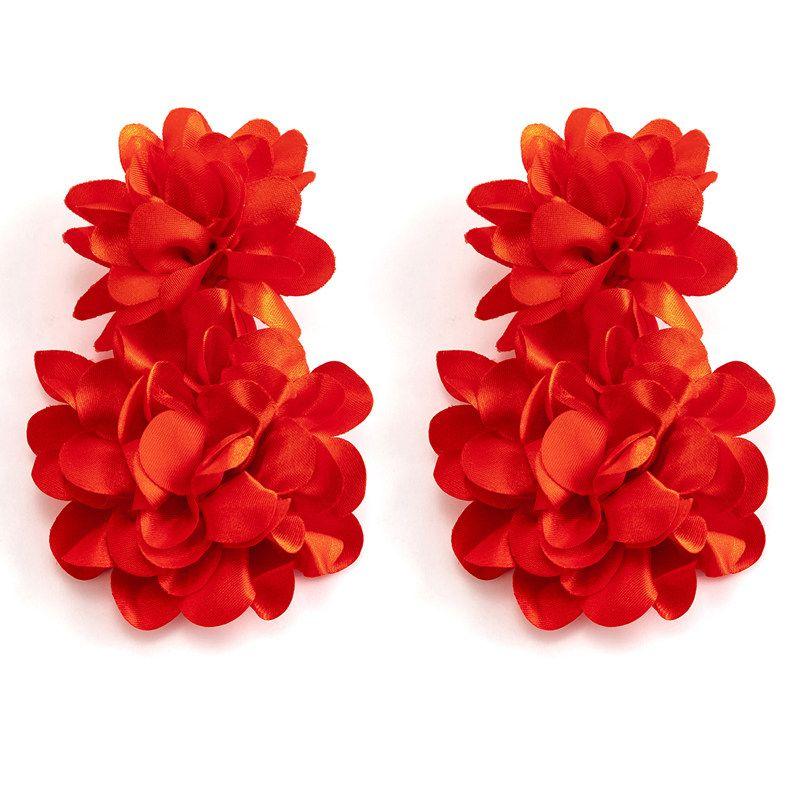 

Flower Petal Earrings for Women, European and American Style, Trendy 2026 New Fashion, High-End Internet Celebrity Style, Sweet and Elegant Earrings Red